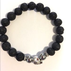 Lava bead and skull bead accent